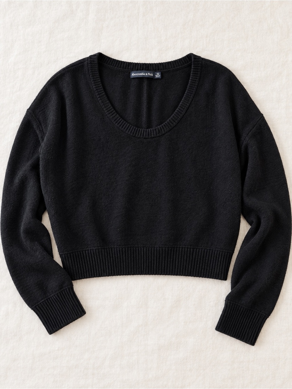 Abercrombie & Fitch Black Scoop-Neck Cropped Sweater